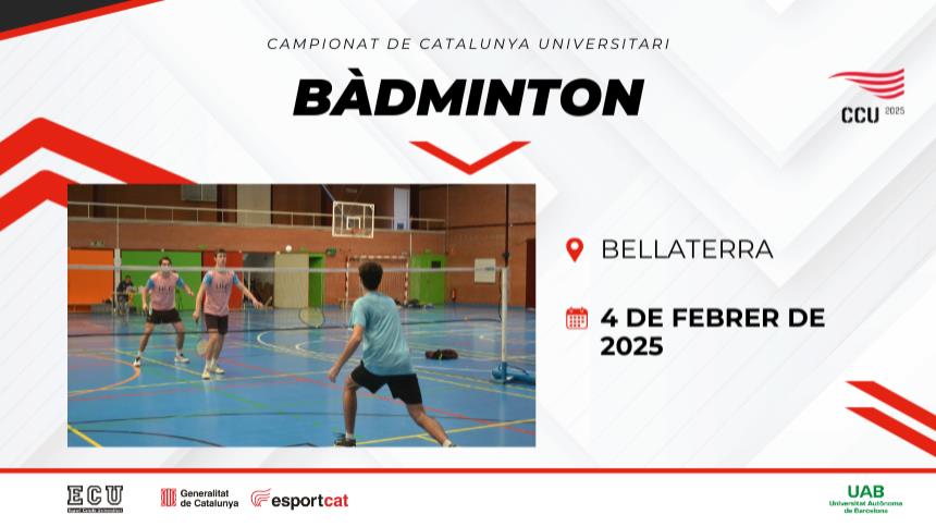 Ja estan obertes les inscripcions al Campionat de Catalunya Universitari de Bàdminton 2025